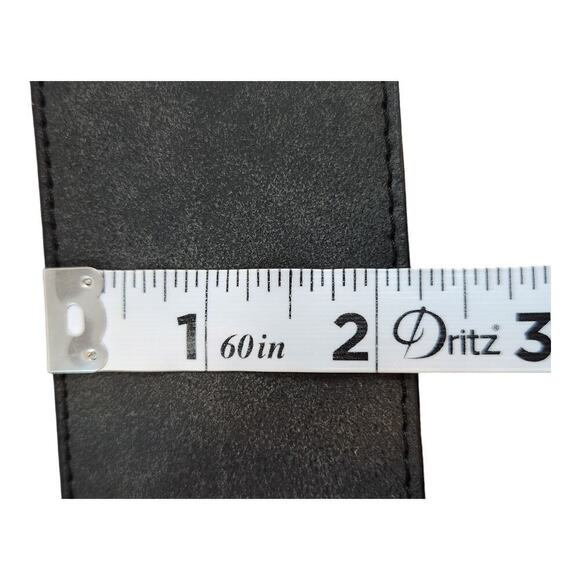 Leather belt fringe with silver color accents sz large Wide western boho black - Picture 6 of 16